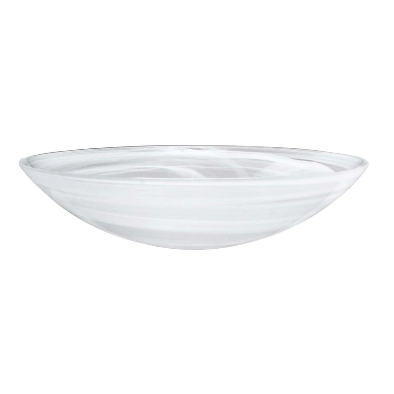 White alabaster glass serving bowl with smooth fluted sides