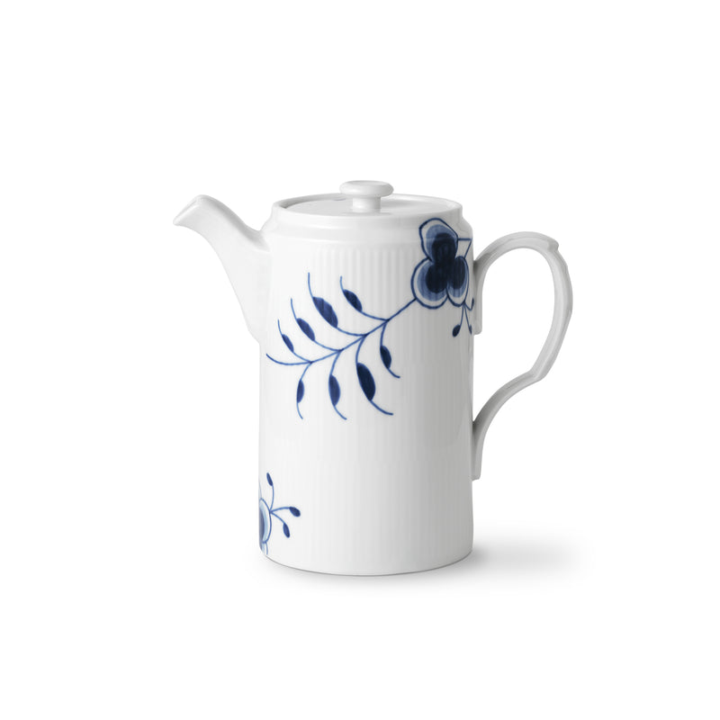 Royal Copenhagen Blue Fluted Mega porcelain coffee pot, white with blue floral pattern