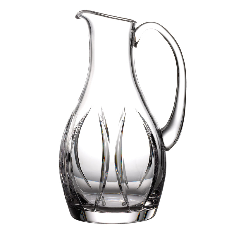 Waterford Crystal cut-glass pitcher with loop handle and faceted base