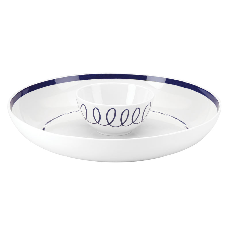 Kate Spade New York blue-and-white chip and dip server bowl