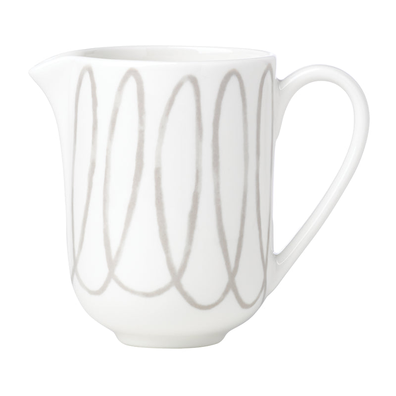 Kate Spade New York Charlotte Street West ceramic creamer with wavy gray line pattern