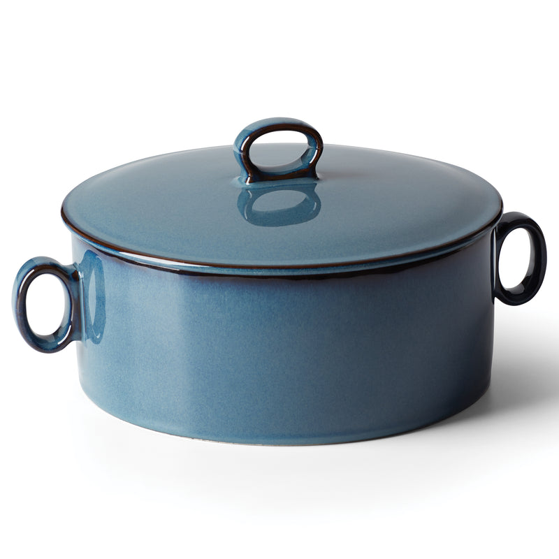 Dansk Generations II Nordic blue round casserole with matching lid and side handles