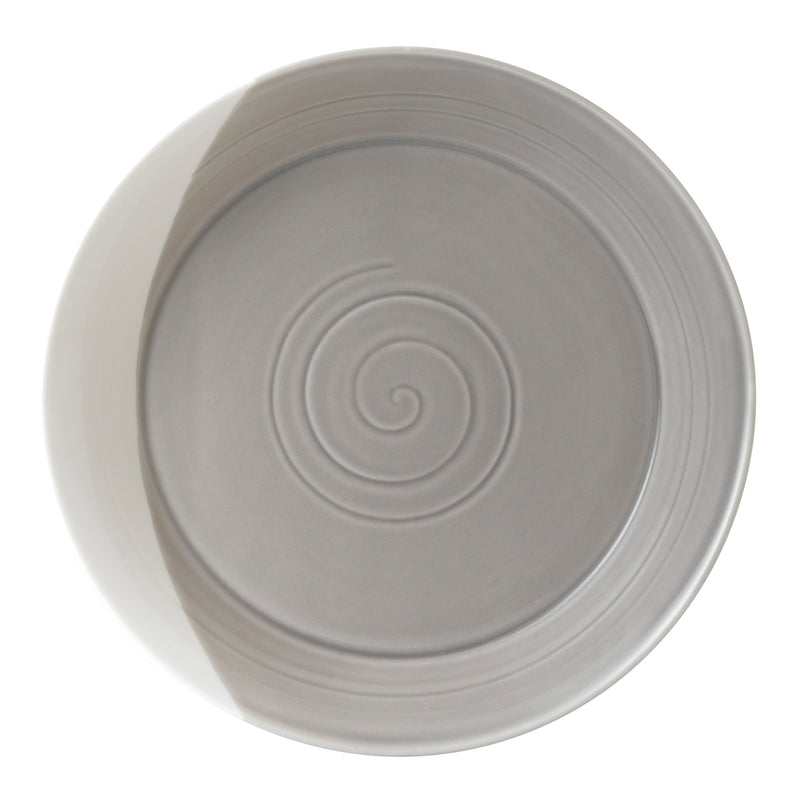 Royal Doulton Bowls of Plenty serving bowl, round gray ceramic with embossed medallion base