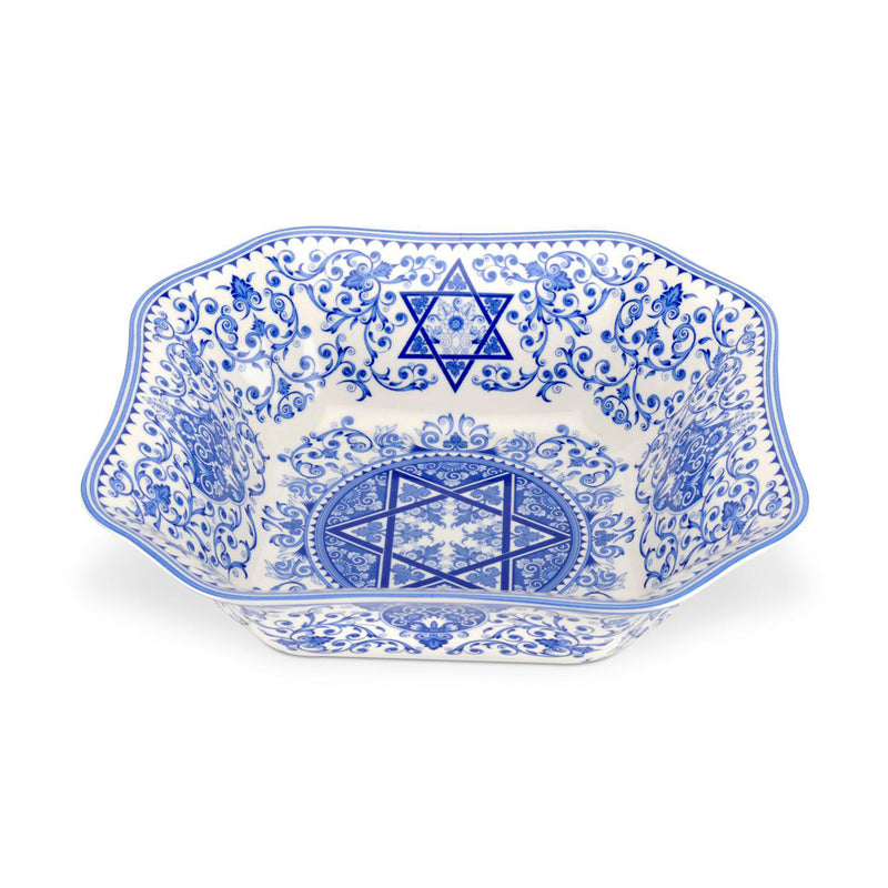 Spode Blue Italian square serving dish with blue-and-white Star of David motif