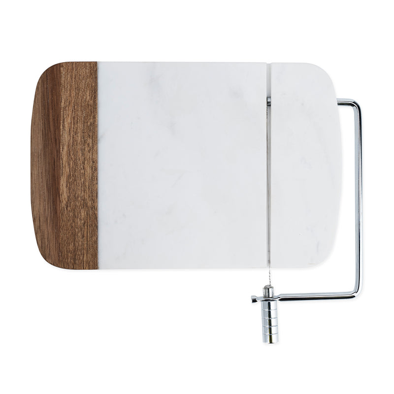 Wood and marble wire slicer with stainless handles and horizontal cutting wire