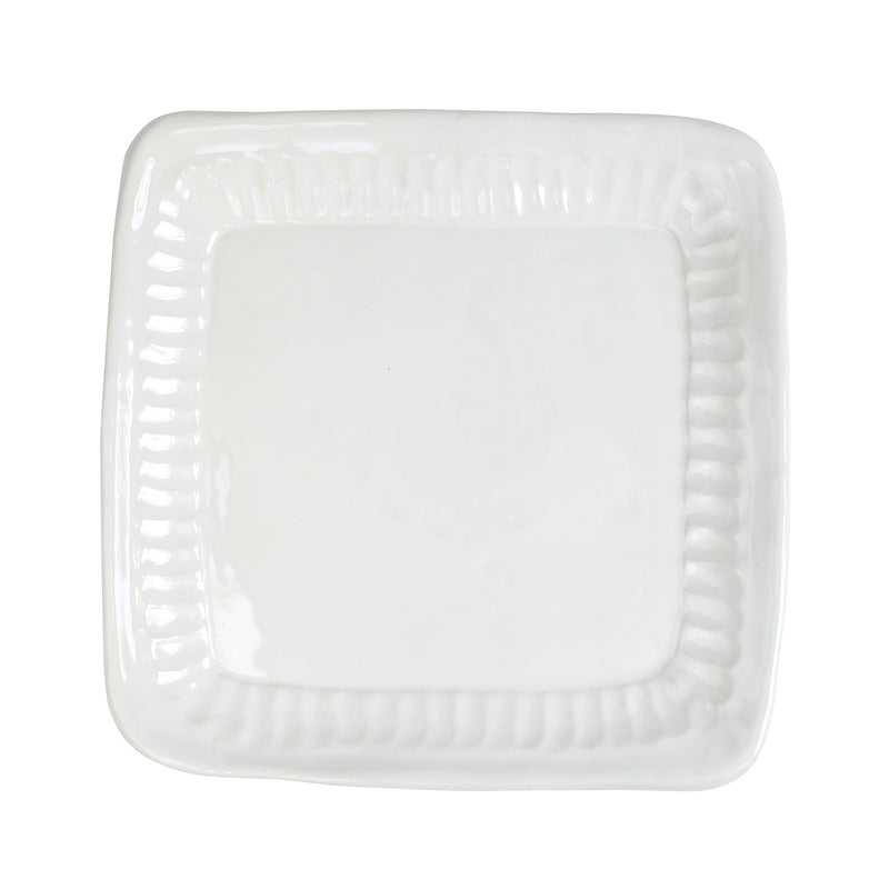 Vietri Pietra Serena square ceramic platter, white glossy with raised rim