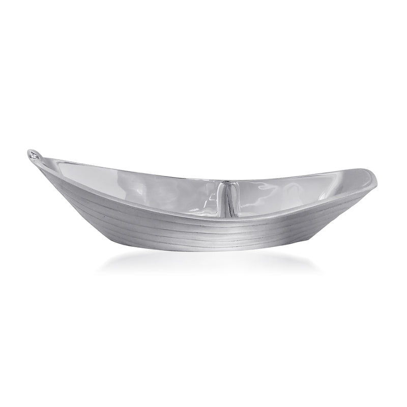 Medium gray serving bowl with fluted sides and central ridge