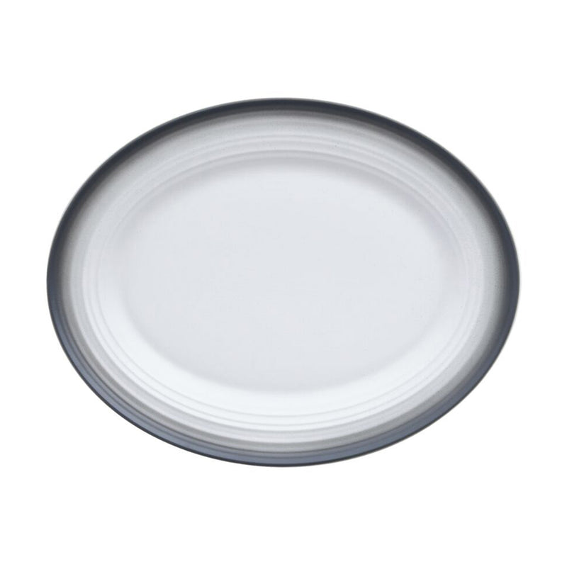 Mikasa Swirl ombre graphite oval platter with dark rim and light center