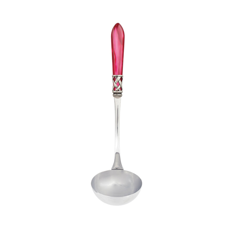 Vietri Aladdin antique soup ladle with raspberry-red tulip handle