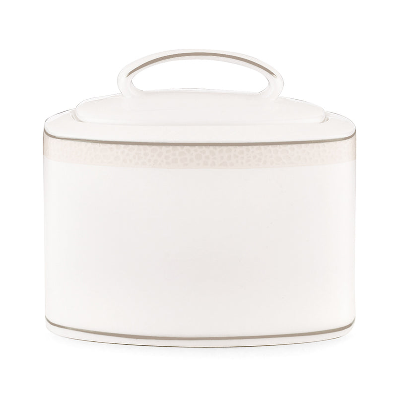 Kate Spade New York Cypress Point sugar bowl with lid, off-white ceramic with handle