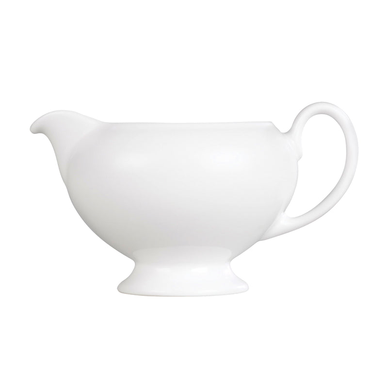 Wedgwood white creamer pitcher with curved spout and handle