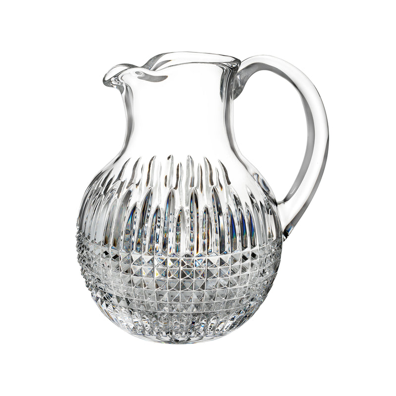 Waterford Crystal Lismore diamond-cut pitcher, clear glass with curved handle