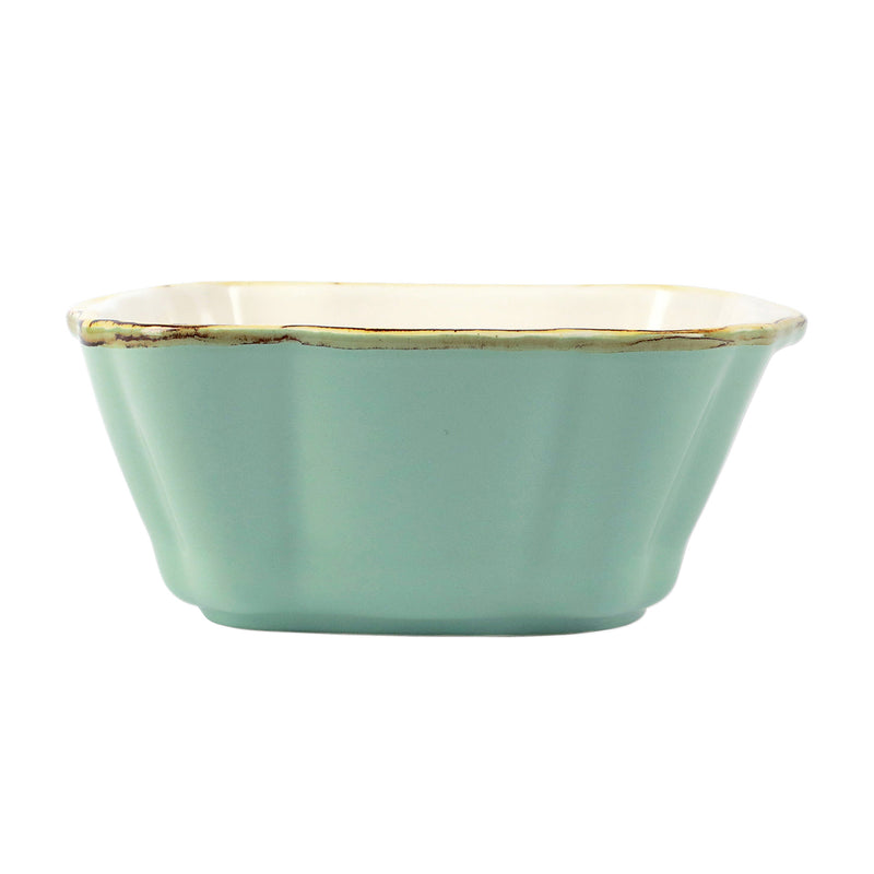 Vietri aqua small ceramic baking dish with wide rim