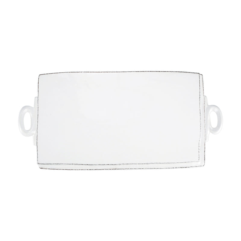 Vietri Lastra white cheese board, rectangular with side handles
