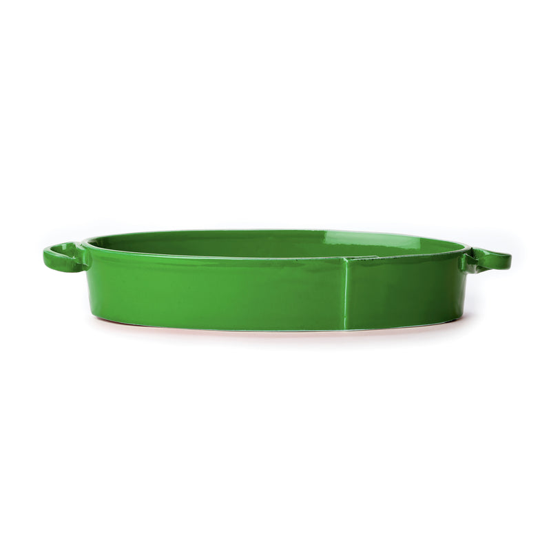 Vietri Lastra green oval baker with side handles