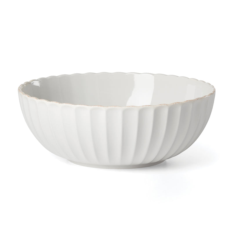 Lenox French Perle scallop serving bowl, white ceramic with ridged sides