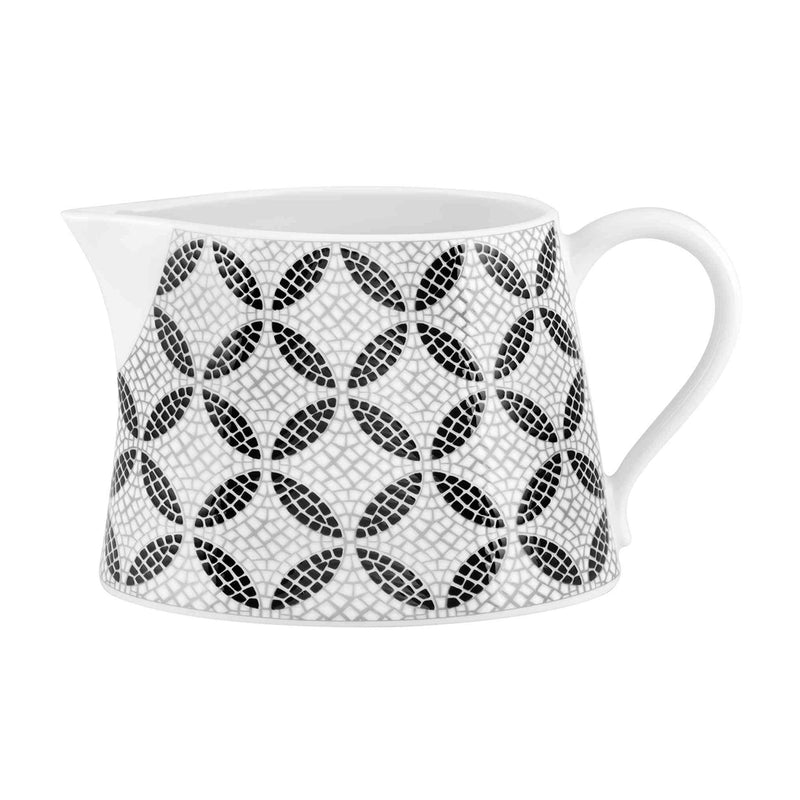 Vista Alegre milk jug with white base and black lattice pattern