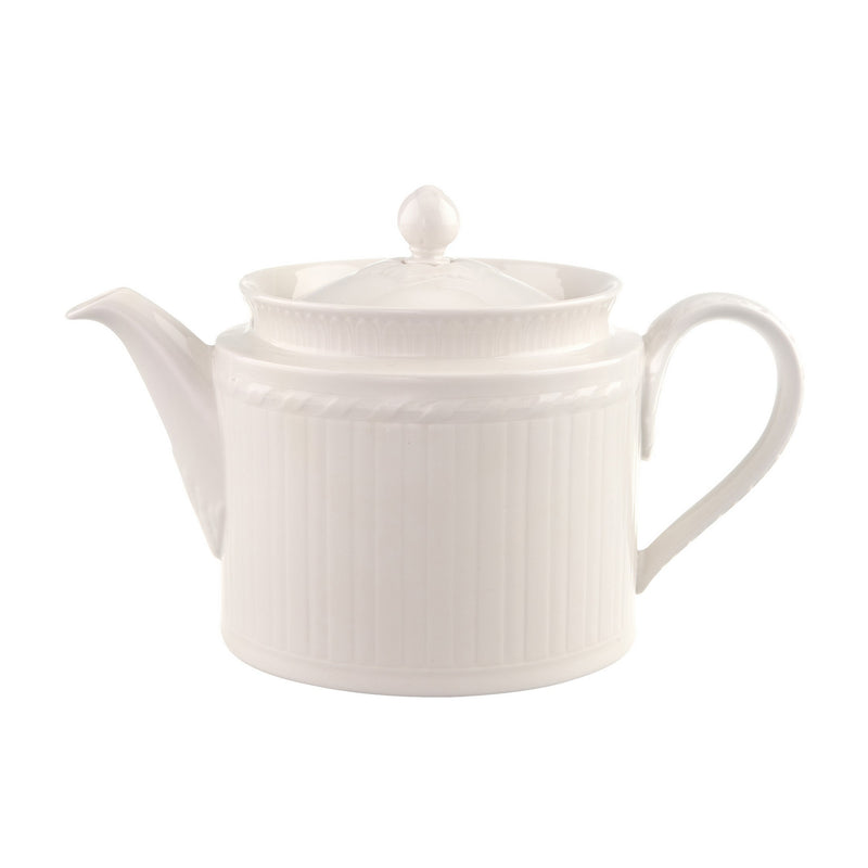 Villeroy & Boch Cellini white ribbed porcelain teapot with lid knob and handle