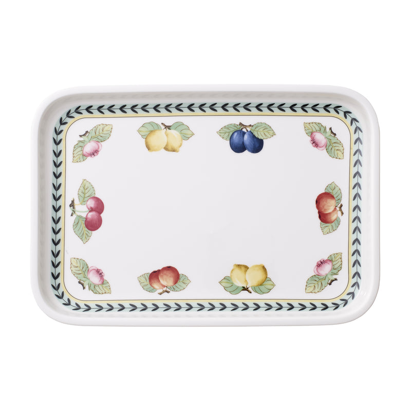 Villeroy & Boch French Garden rectangular porcelain serving plate with fruit floral border