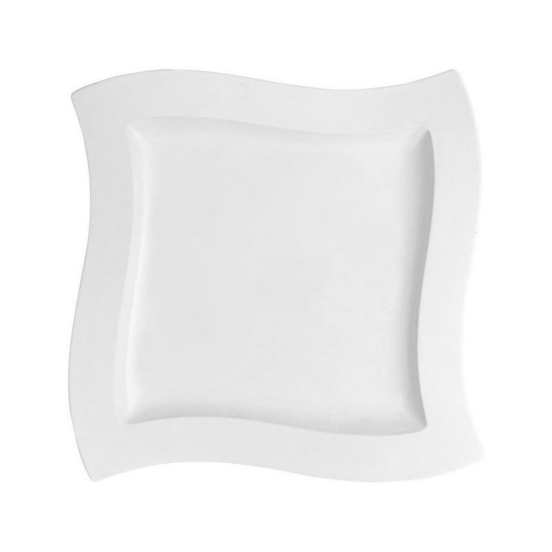 Villeroy & Boch porcelain square platter in white with raised wavy rim
