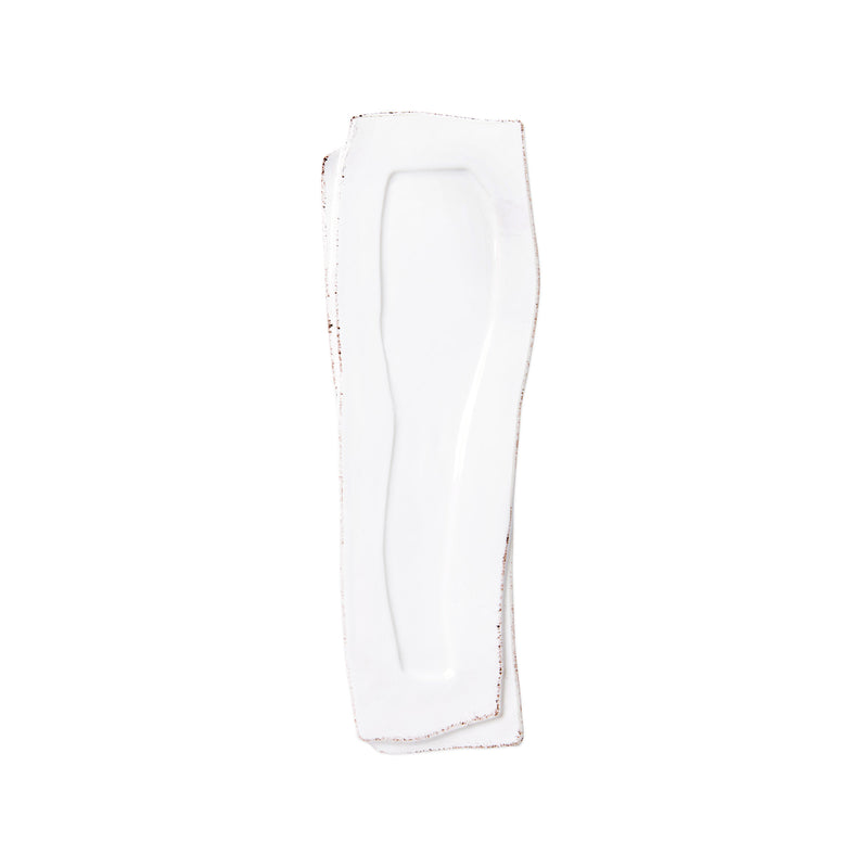 Vietri Lastra white spoon rest with rectangular tray and raised center groove