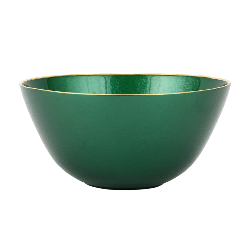 Vietri metallic glass emerald deep serving bowl, round green glass dish