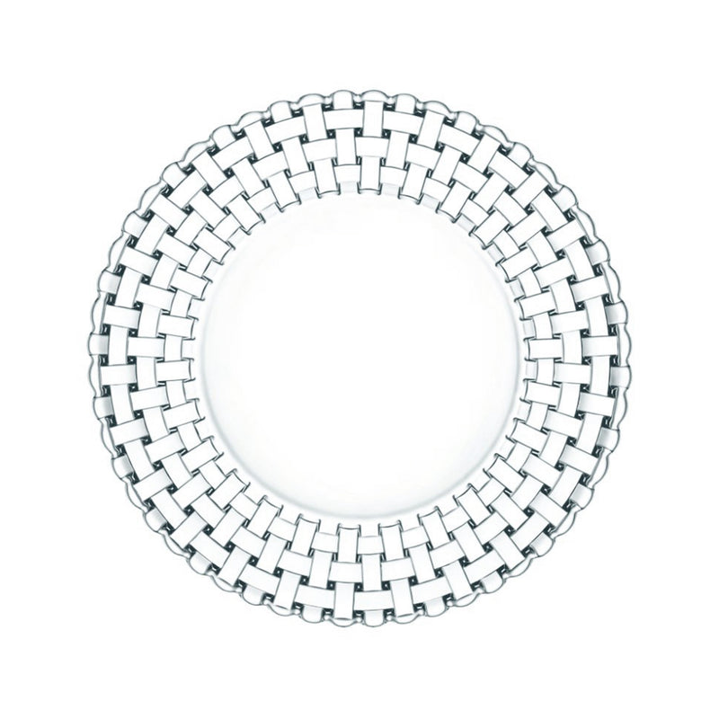 Nachtmann Bossa Nova set of 2 charger plates, silver woven lattice rim design
