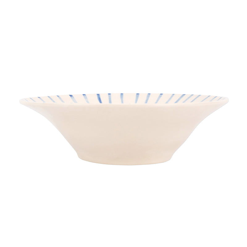 Vietri Modello large serving bowl, white ceramic with blue stripe rim
