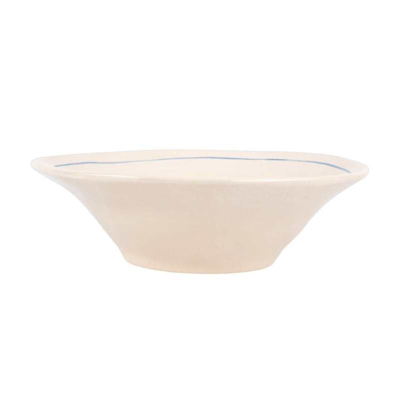 Vietri Modello Tuscan large serving bowl, off-white with thin blue rim line