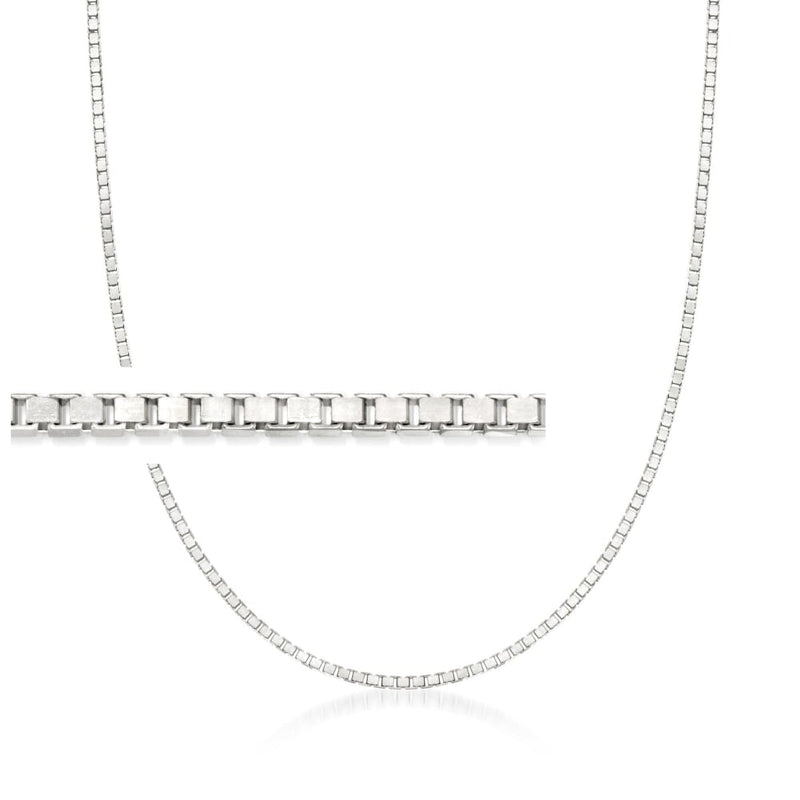 14kt white gold box-chain necklace, slender links with small box clasp