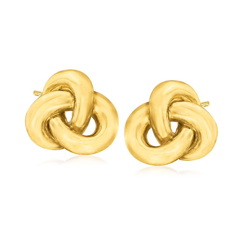 Roberto Coin 18kt yellow gold knot hoop earrings with post backs, polished finish