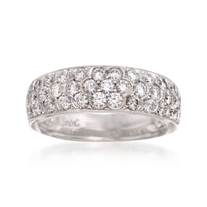Simon G. diamond wedding ring in 18kt white gold with pavé diamonds