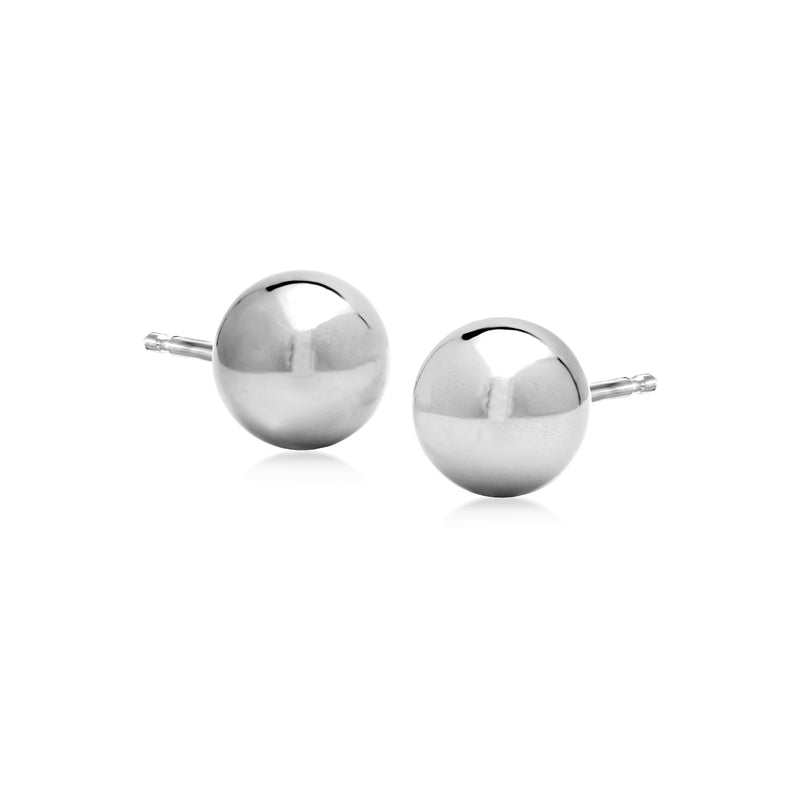 Sterling silver ball stud earrings, round 8mm polished finish