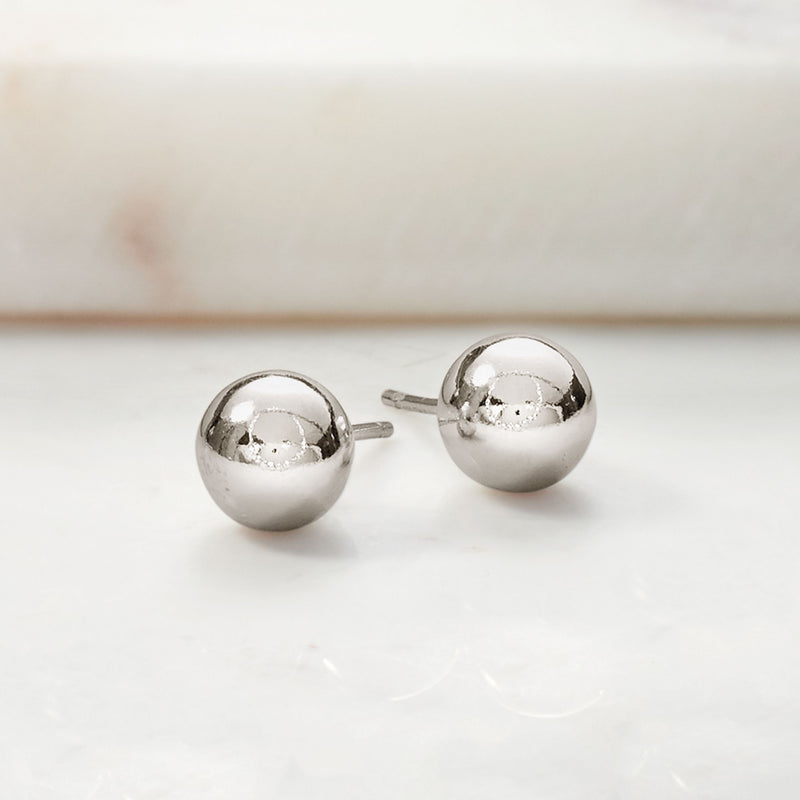 Sterling silver 8mm ball stud earrings with straight post backs