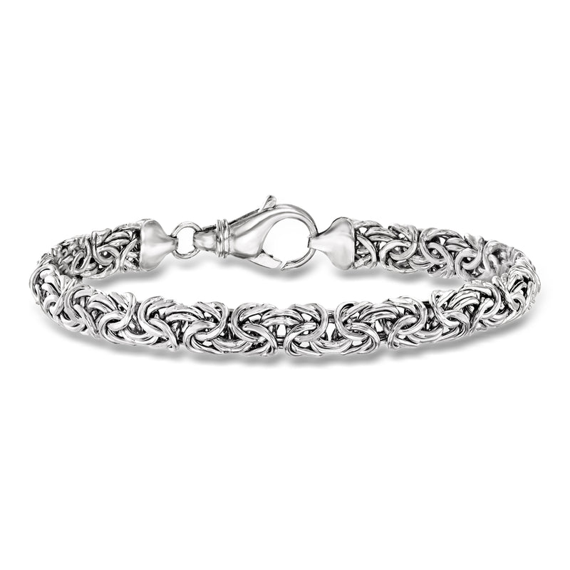 Sterling silver byzantine bracelet with hinged clasp and ornate chain links