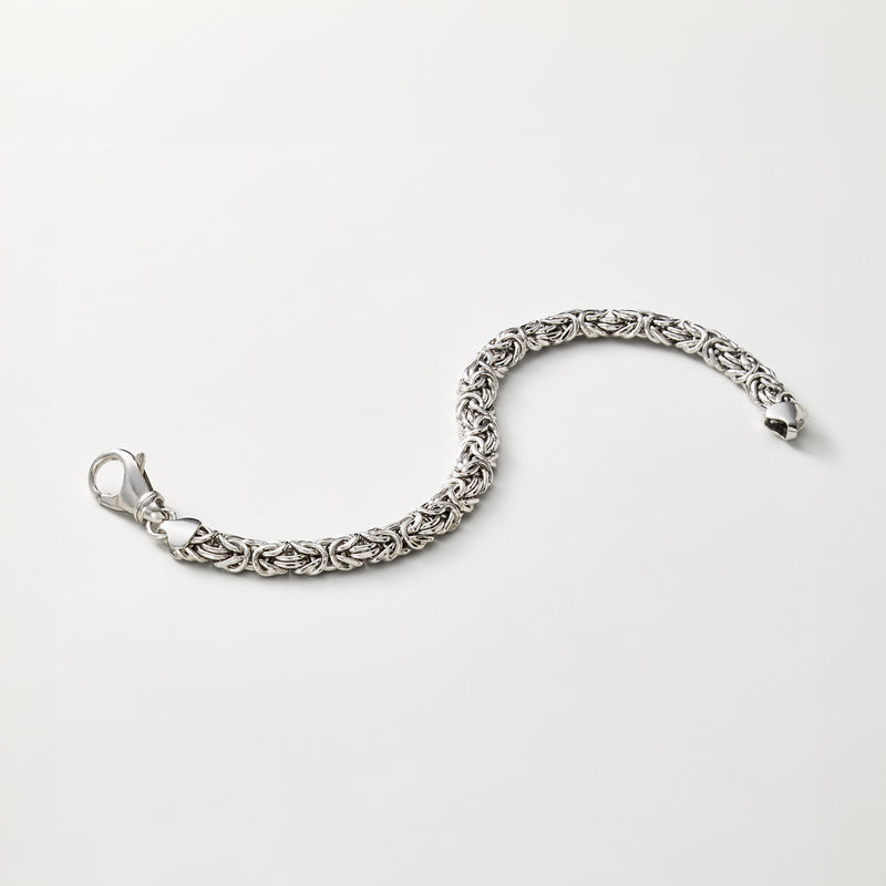 Sterling silver byzantine bracelet with spring-ring clasp and small interlocking links