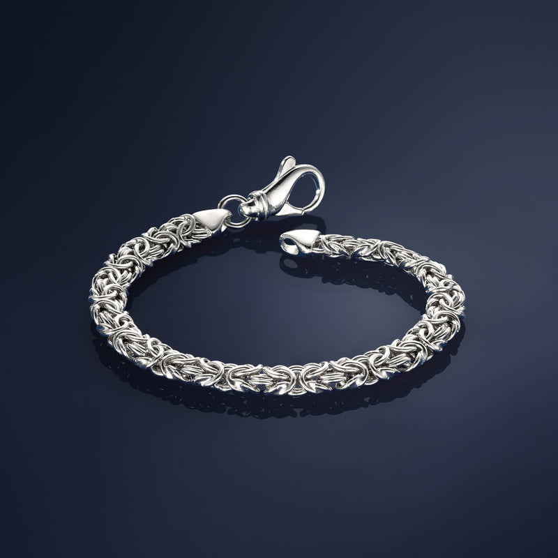 Sterling silver byzantine bracelet with repeating braided links and small ring clasp