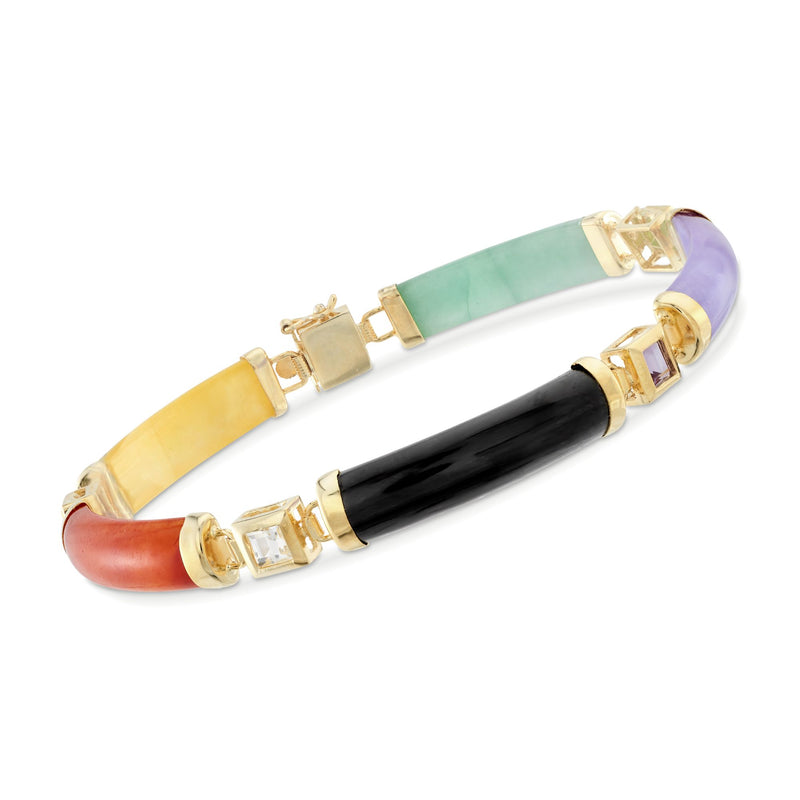 Multi-stone bar bracelet in 18kt gold over sterling with colorful gemstone bars