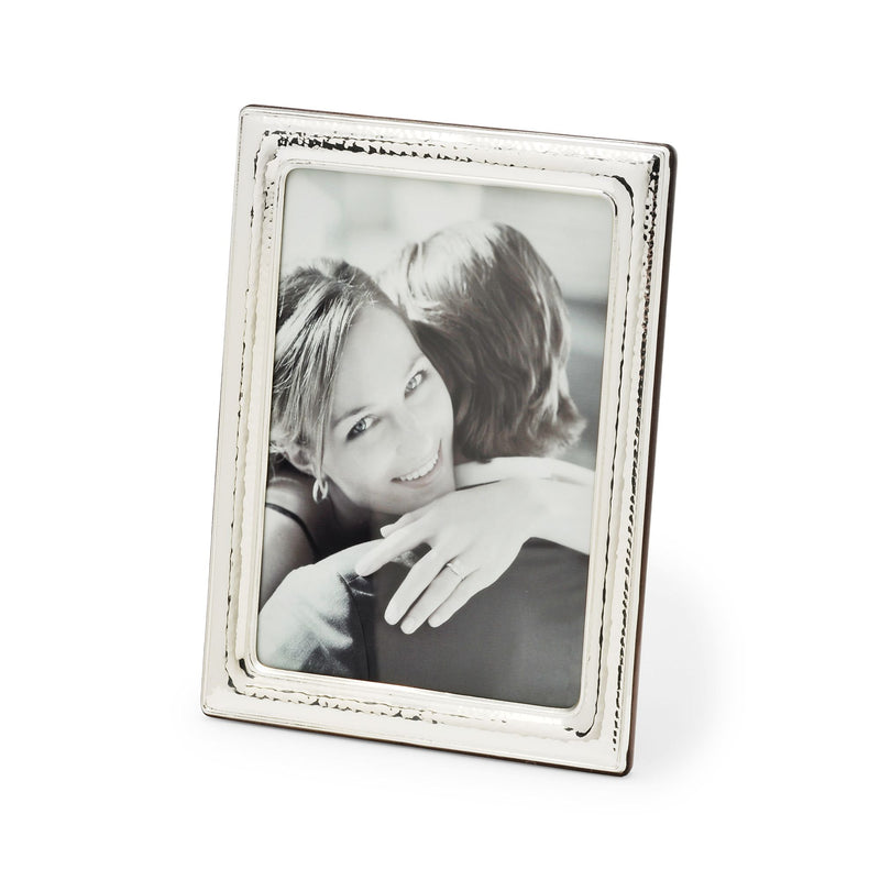 Sterling silver photo frame with hammered edge, tabletop style