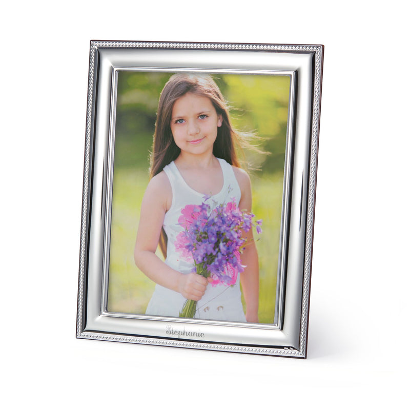 Cunill silver rectangular photo frame with inner border and decorative cord edge