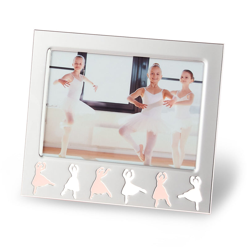 Reed & Barton silver plate ballerina 5x7 picture frame with ballet silhouette cutouts