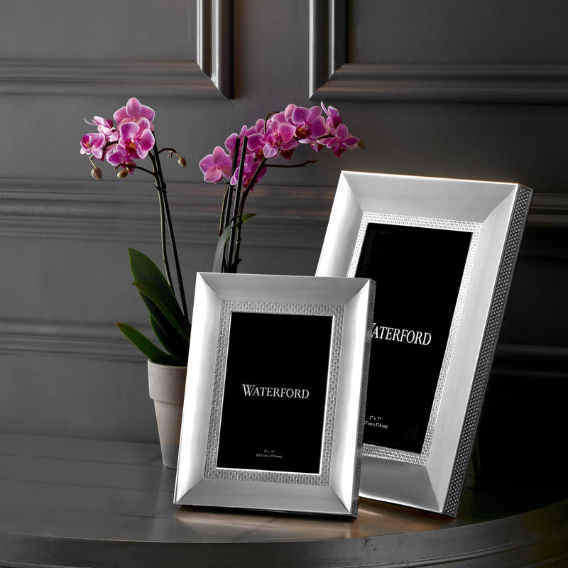 Waterford Lismore Diamond silvertone photo frame with diamond-cut texture, two styles