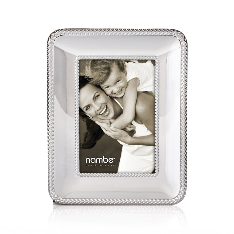Nambe Braid chrome-plated picture frame with braided border