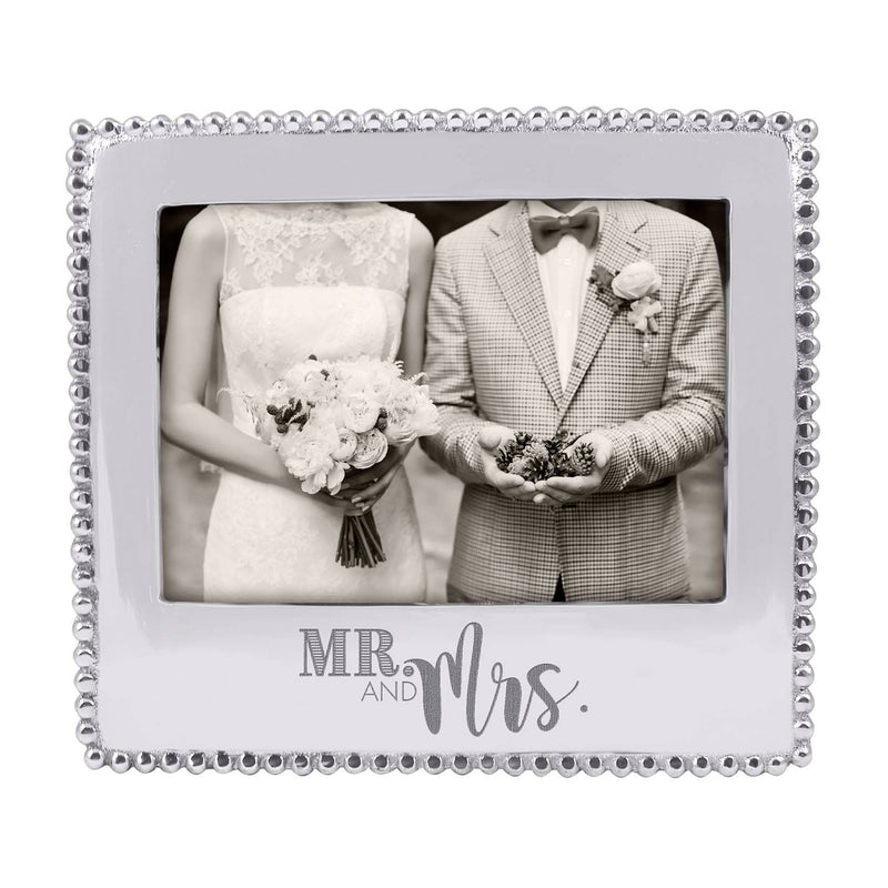 Mariposa beaded 5x7 photo frame with Mr. & Mrs. script