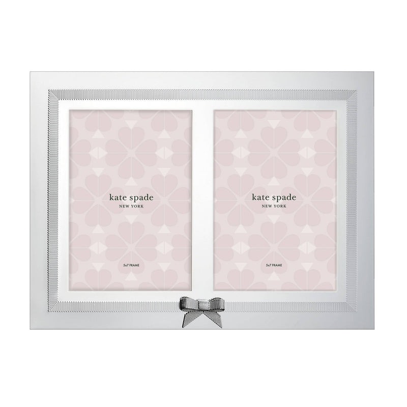 Kate Spade New York Grace Avenue double invitation frame, 5x7, gray with bow