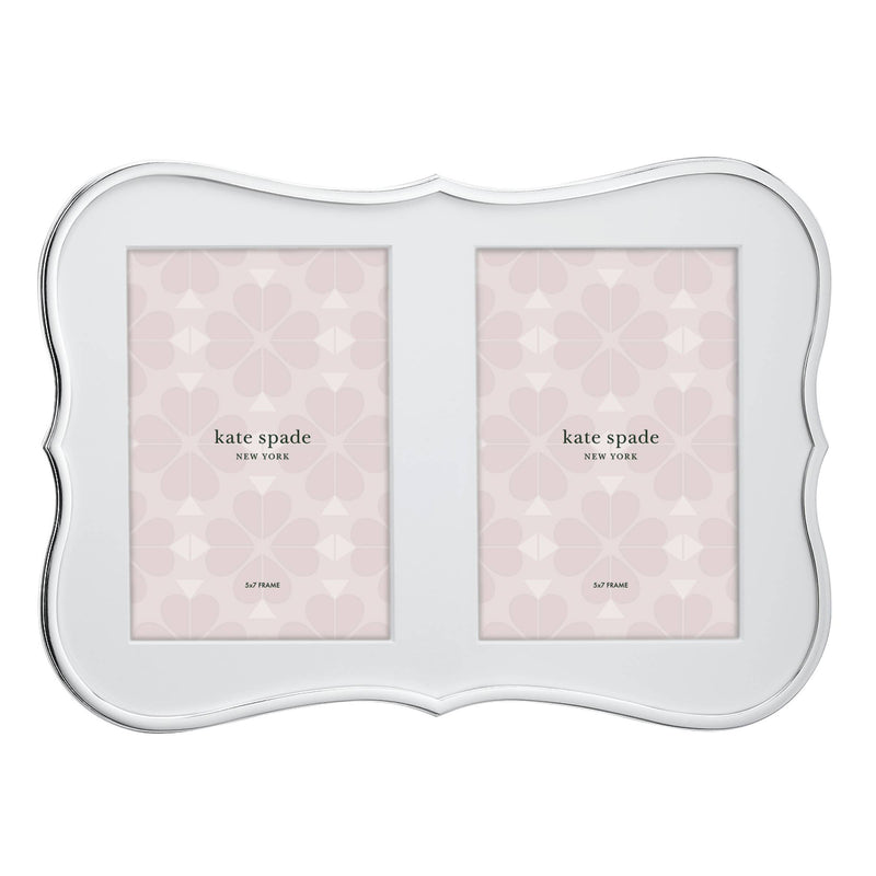 Kate Spade New York silver double invitation frame with two pink insert cards