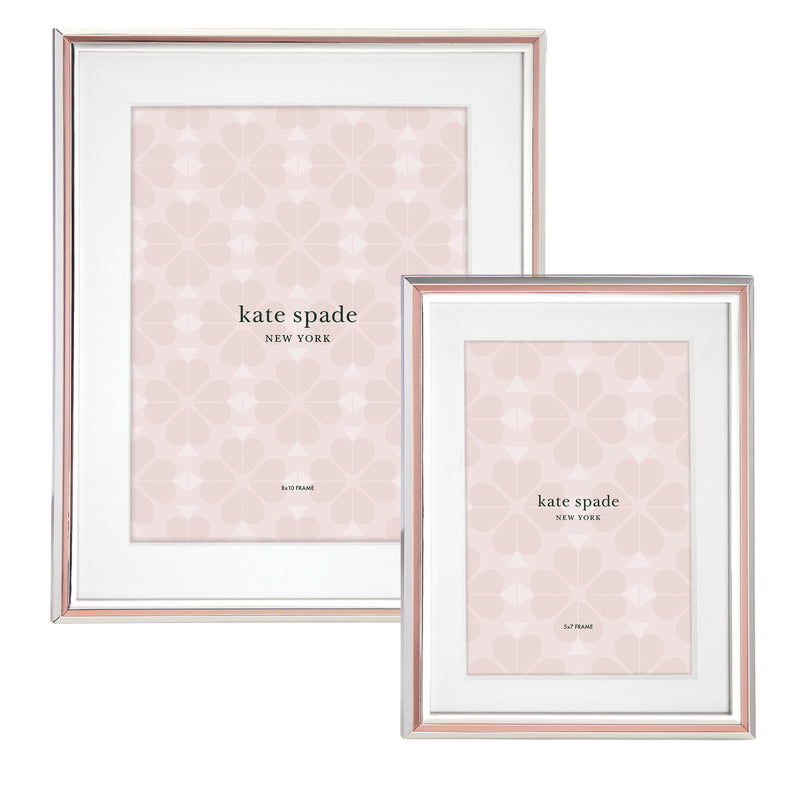 Decorative picture frame set with light pink geometric mat and pale pink border