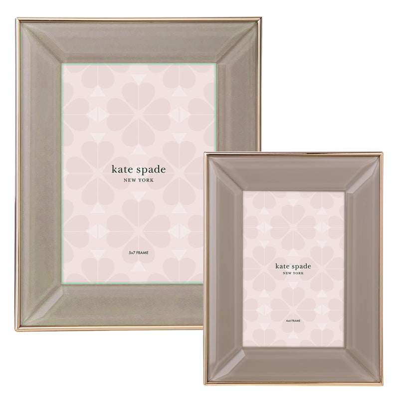 Kate Spade New York Charles Lane brown photo frame with pink patterned backing