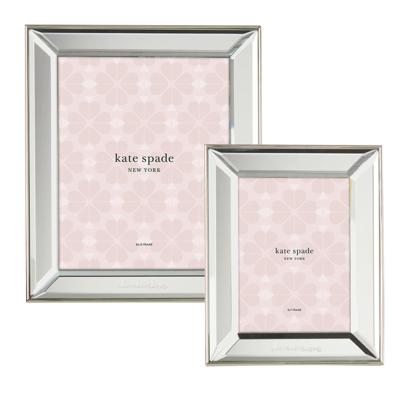 Stainless steel photo frame set with Love frame design and heart-pattern backing