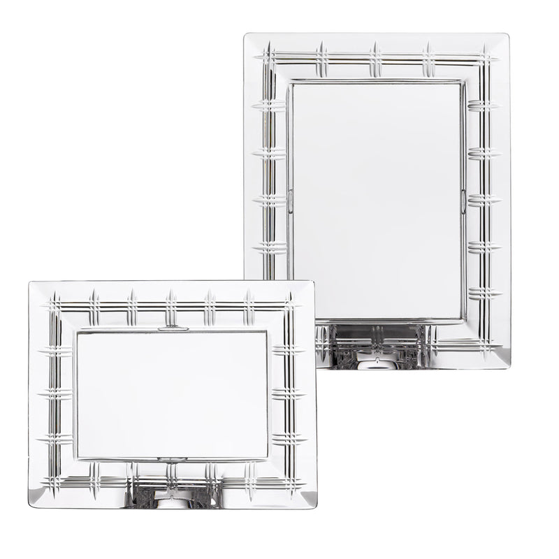 Clear crystal marquis-style photo frame with geometric cut accents, two-piece view